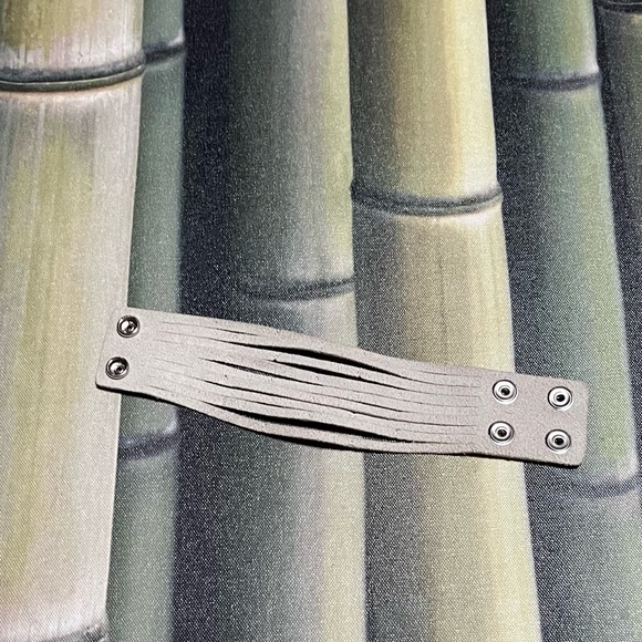 Soft Silver Leather Bracelet w/ Tiny Brass Metal Studs - Picture 5 of 6